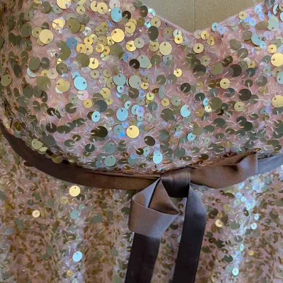 Basix staples or spaghetti strap pink and gold Sparkle dress - womens size 4 - Picture 4 of 9